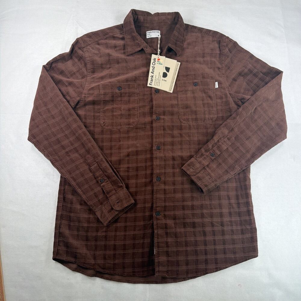 Frank & Oak The Checkered Corduroy Shirt Men’s Brown Button Up NWT $89.50